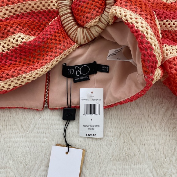 NWT PATBO orange striped crochet top - Picture 5 of 5